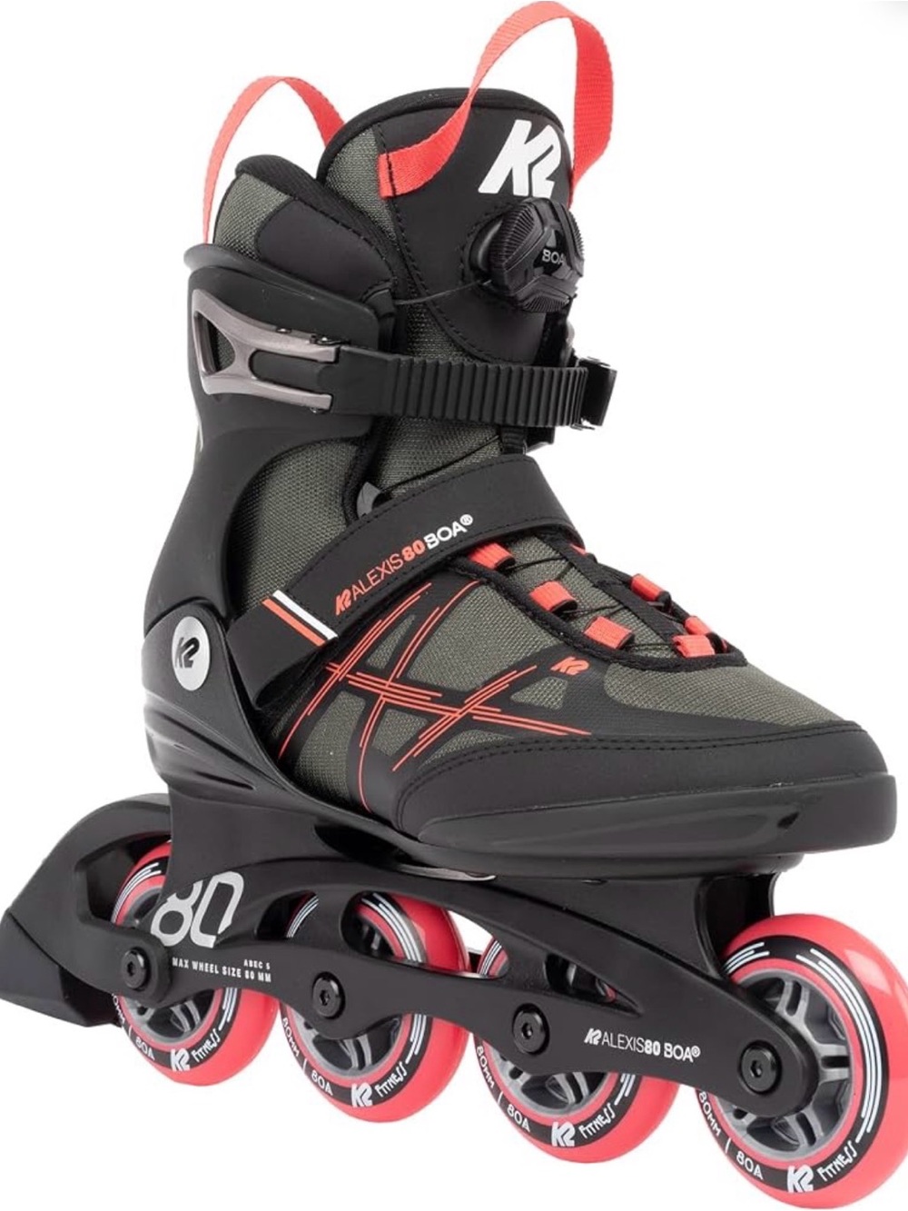 K2 Alexis 80 BOA Women's Inline Skates - Black & Coral